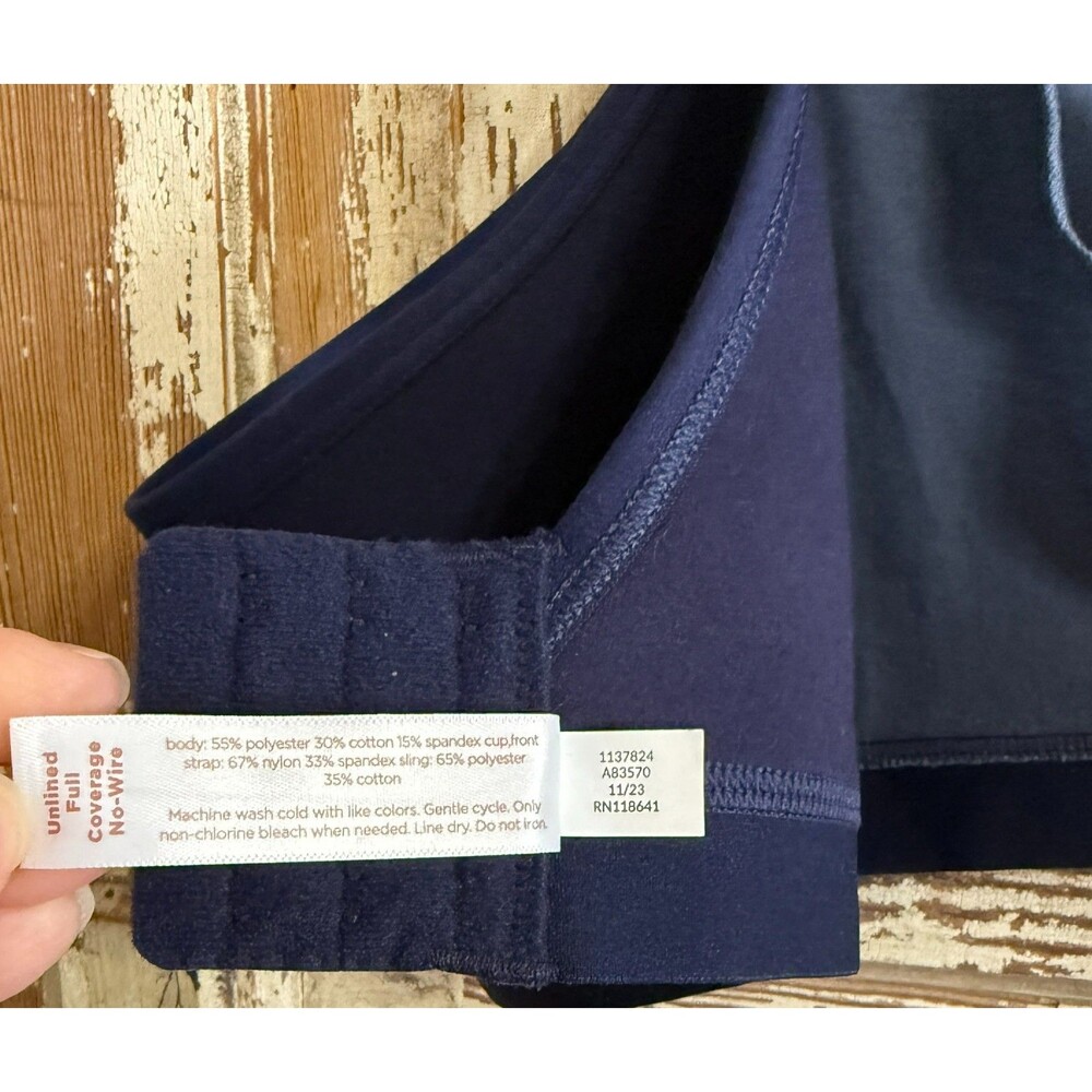 Cacique Full Coverage Cotton Blend Unlined No Wire Bra - Navy - Size 48 C - Picture 5 of 5